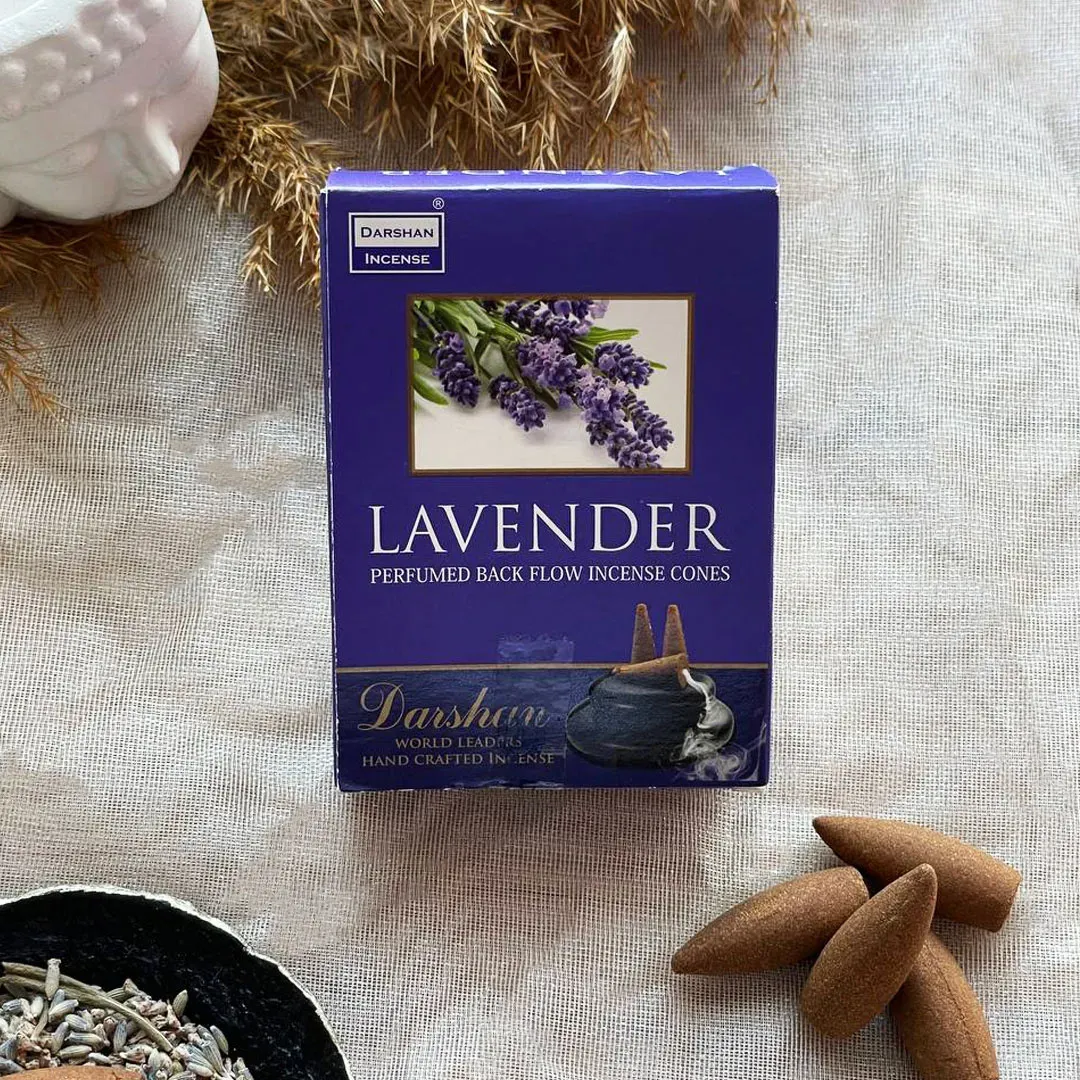 Darshan Incense Lavender (Lavanta) Geri Akış (Back Flow) Tütsü 10 Adet