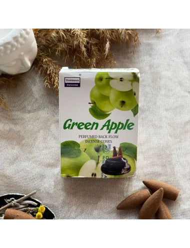 Darshan Incense Green Apple (Yeşil Elma) Geri Akış (Back Flow) Tütsü 10 Adet