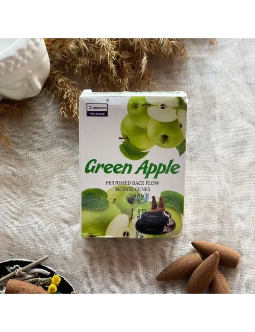 Darshan Incense Green Apple (Yeşil Elma) Geri Akış (Back Flow) Tütsü 10 Adet