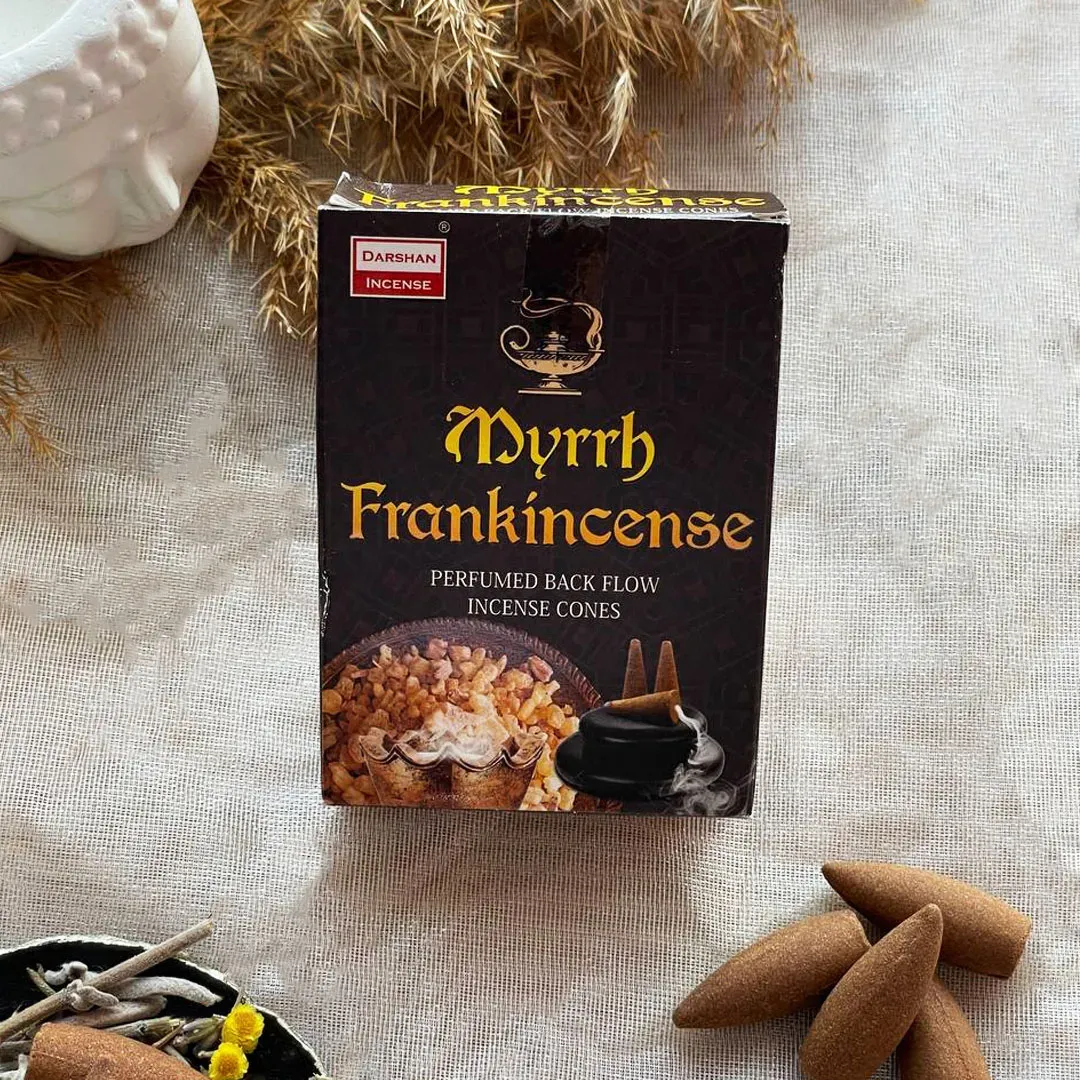 Darshan Incense Myrrh Frankincense Geri Akış (Back Flow) Tütsü 10 Adet