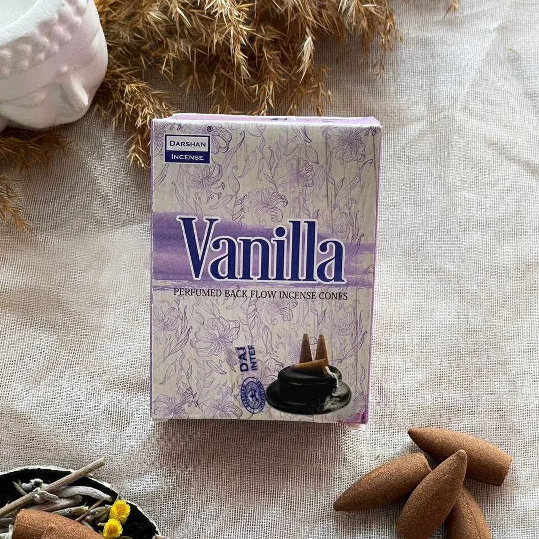 Darshan Incense Vanilla (Vanilya) Geri Akış (Back Flow) Tütsü 10 Adet