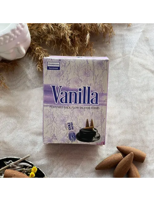 Darshan Incense Vanilla (Vanilya) Geri Akış (Back Flow) Tütsü 10 Adet