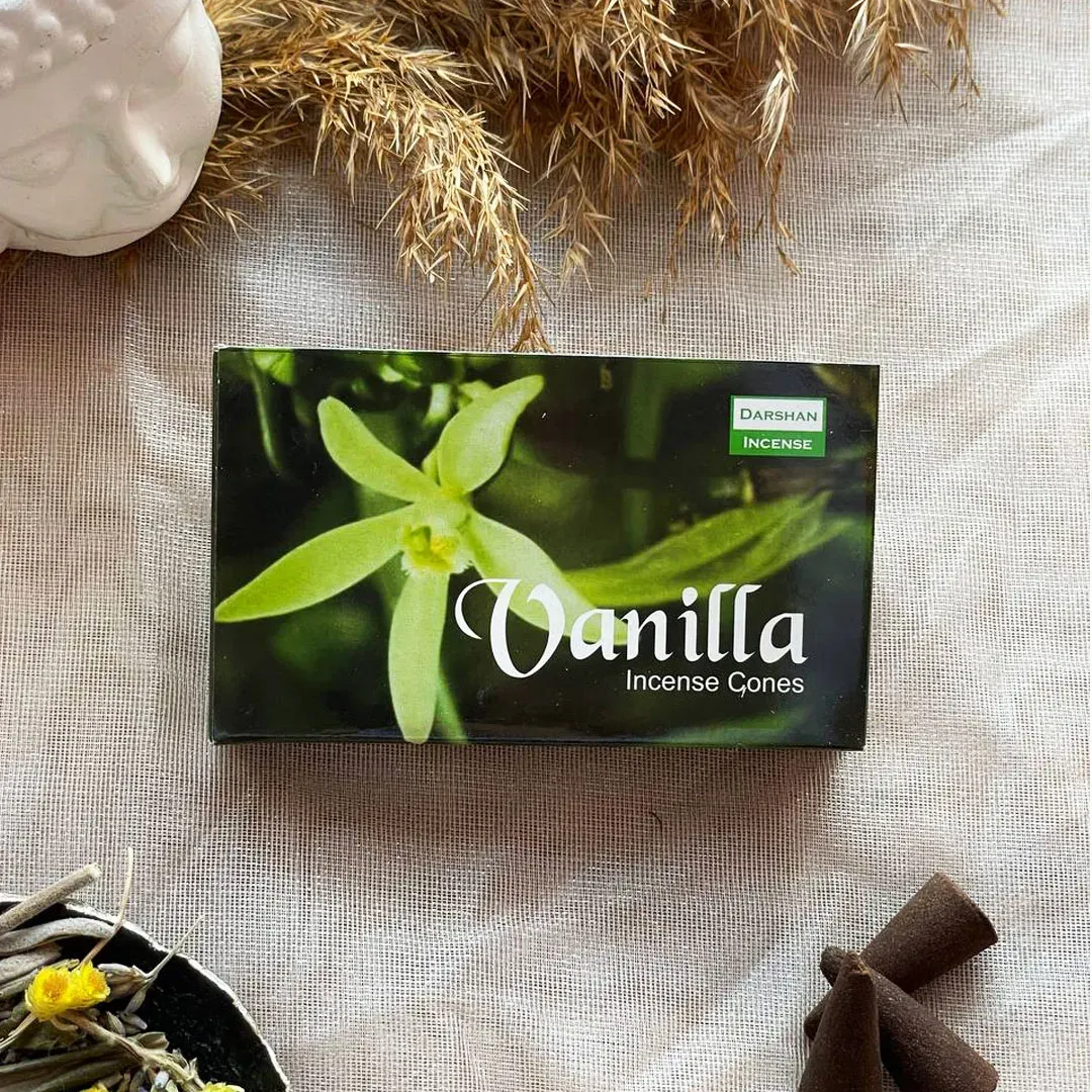 Darshan Incense Vanilla (Vanilya) Konik Tütsü 10 Adet