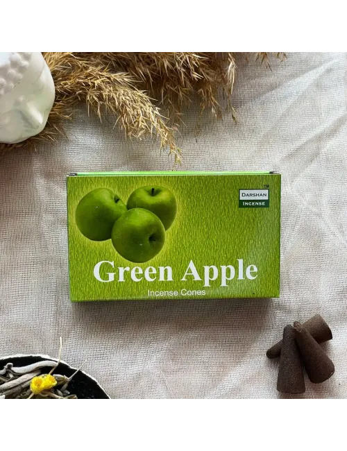 Darshan Incense Green Apple (Yeşil Elma) Konik Tütsü 10 Adet